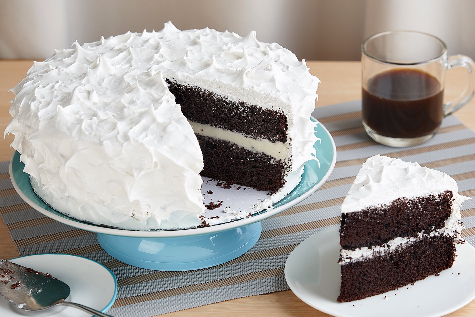 Creamy Chocolate Cake with Marshmallow Frosting