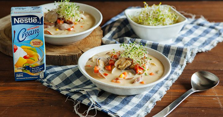 Light and Creamy Clam Chowder with Miso and Dashi