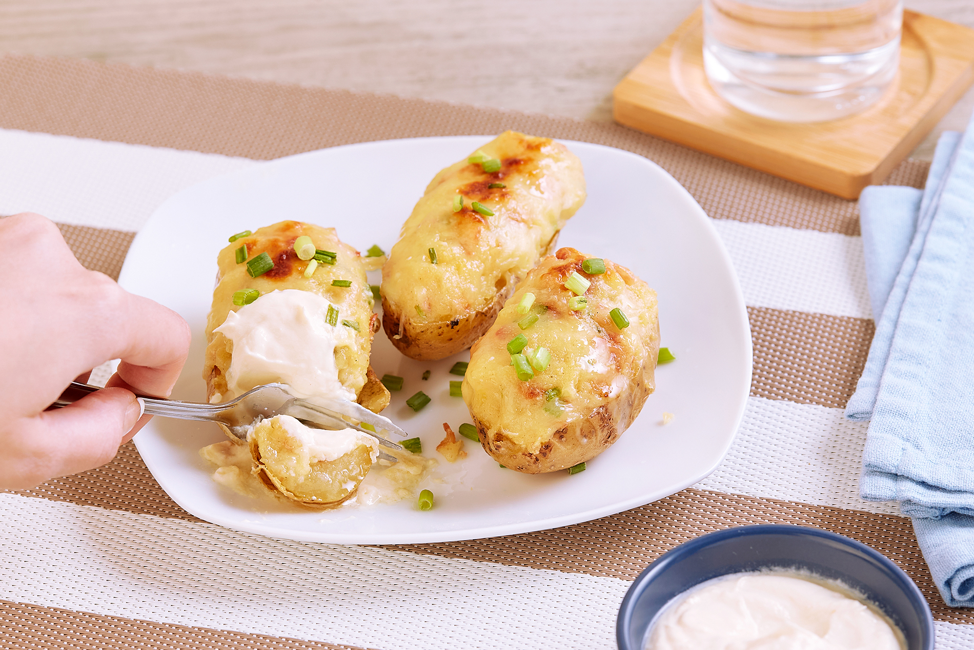 Twice Baked Potato with Sour Cream