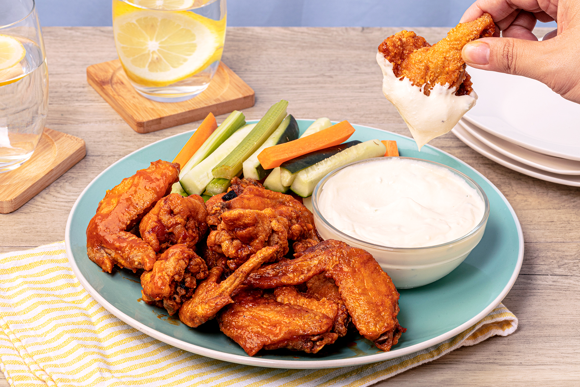 Buffalo Wings with Garlic Cream Sauce