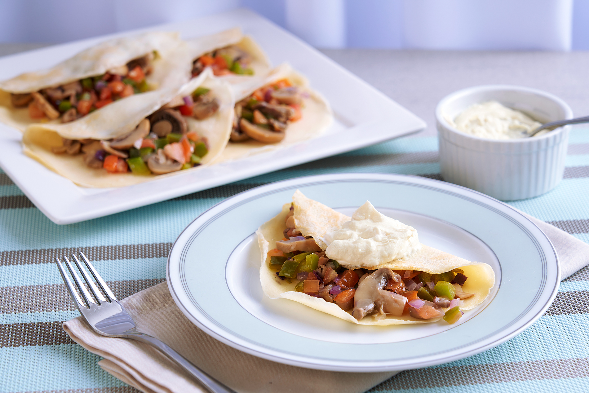 Vegetable Crepe with Sour Cream