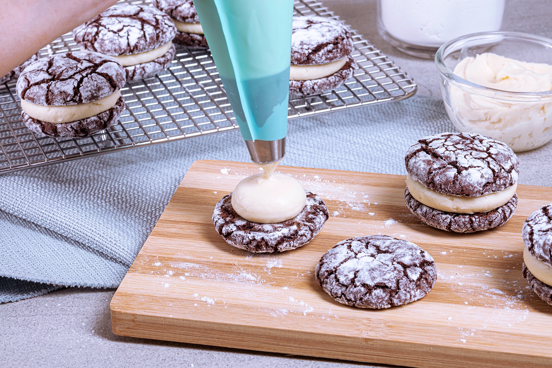 Chocolate Crinkles with Cream Cheese Frosting