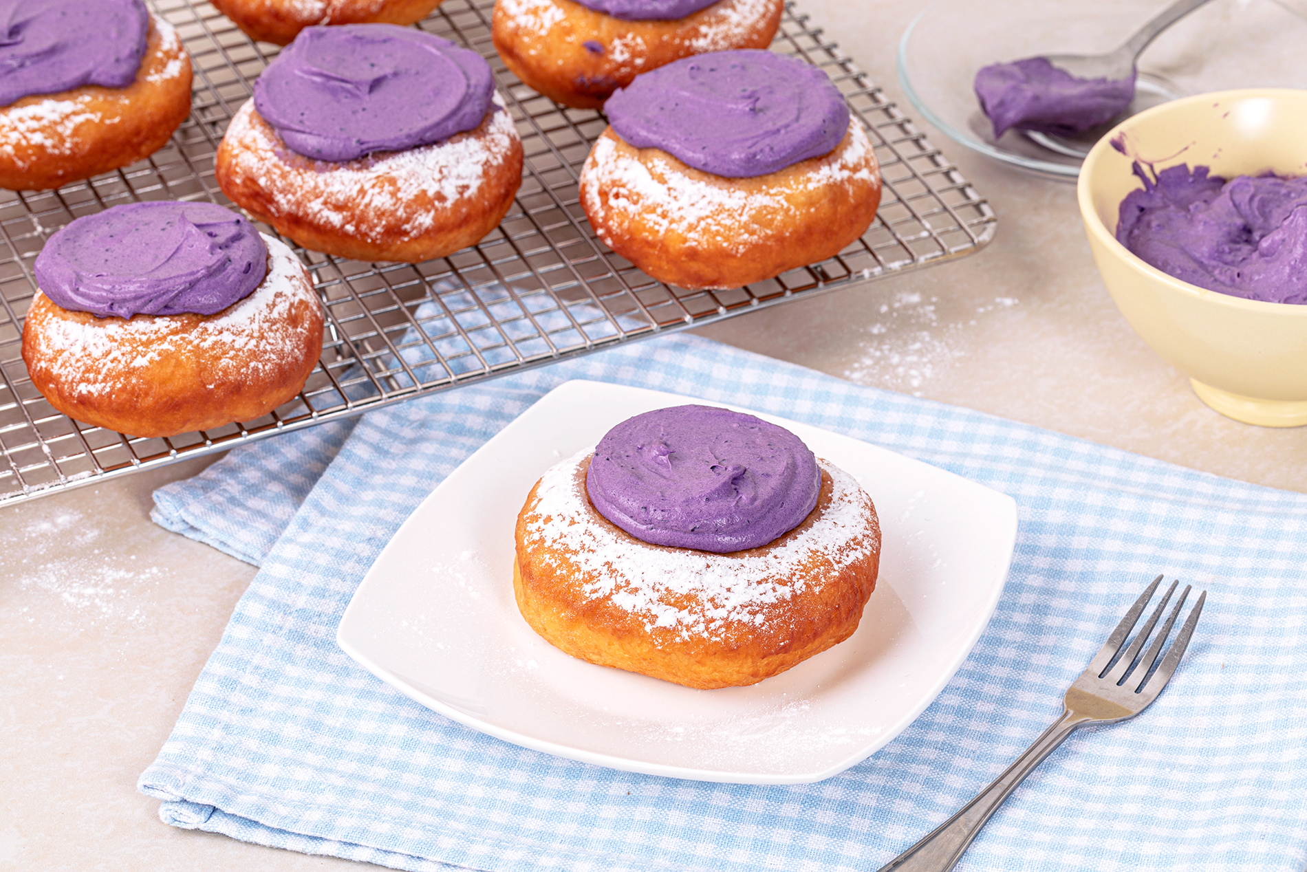 Creamy Ube Filled Doughnuts