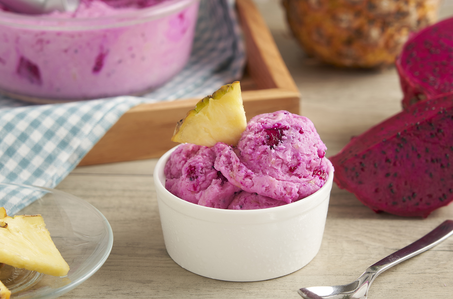 Dragon Fruit and Pineapple Ice Cream